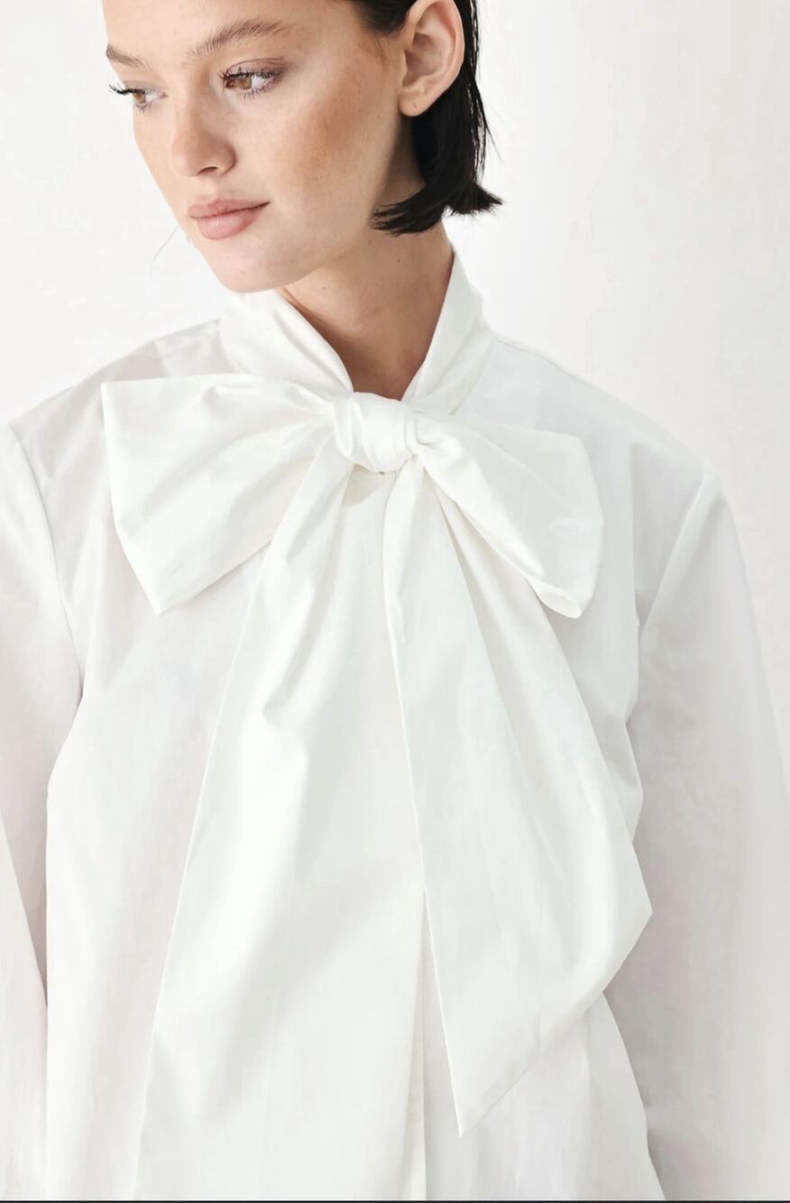 Mare Mare x Anthropologie White Tie-Neck Bow Blouse Shirt Size XS $130